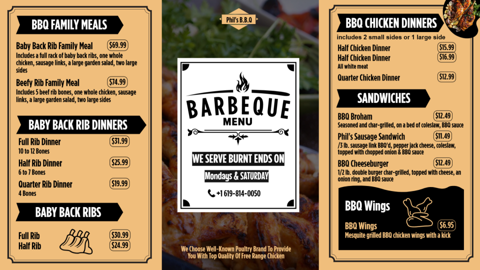 Free Customizable BBQ Menu
