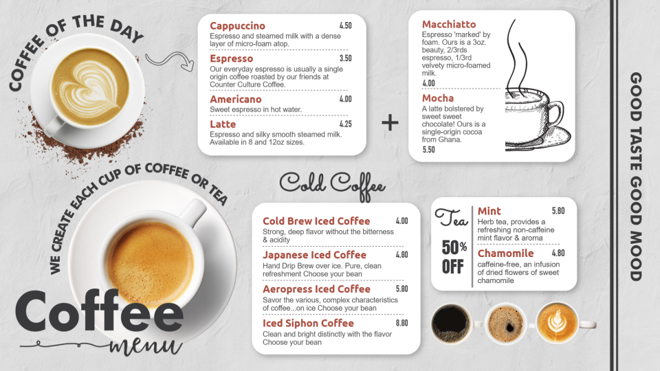 Printable Editable Coffee Menu