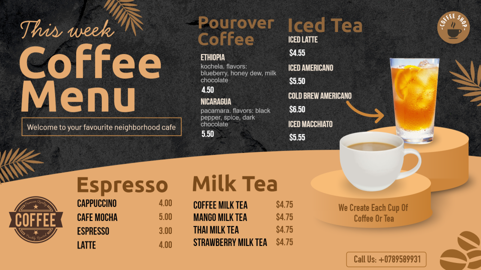 Coffee Menu Design Idea