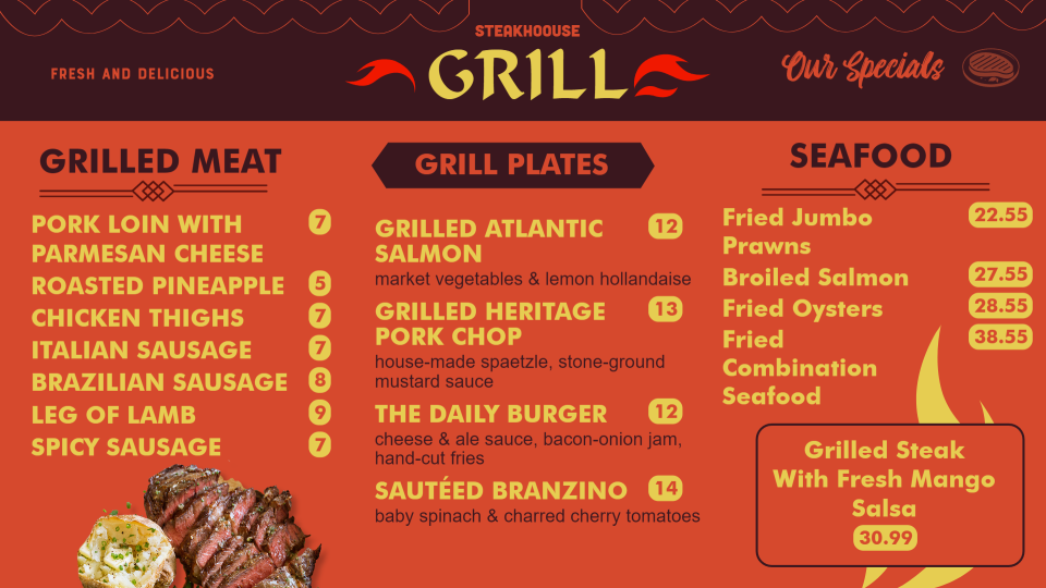 Creative Grill Menu Idea