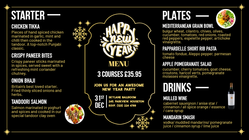New Year Special POS Menu