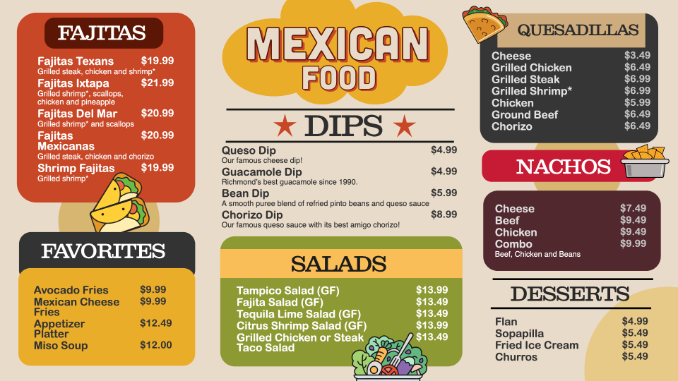 Mexican POS Menu Design